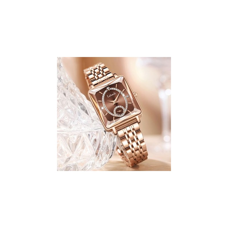 Helloice Reloj Iced Square para mujer con dos manecillas