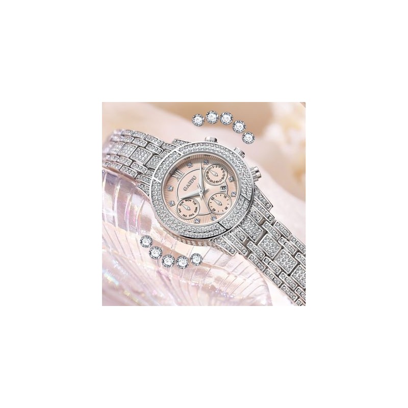 Helloice Reloj de cuarzo para mujer con calendario helado
