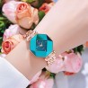 Helloice Reloj de cuarzo para mujer con esfera de diamantes verdes