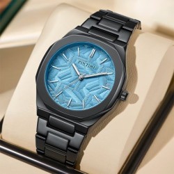 Helloice Reloj de cuarzo para hombre con esfera de hoja en relieve