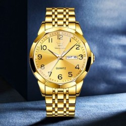Helloice Reloj de cuarzo con calendario y números arábigos para hombre
